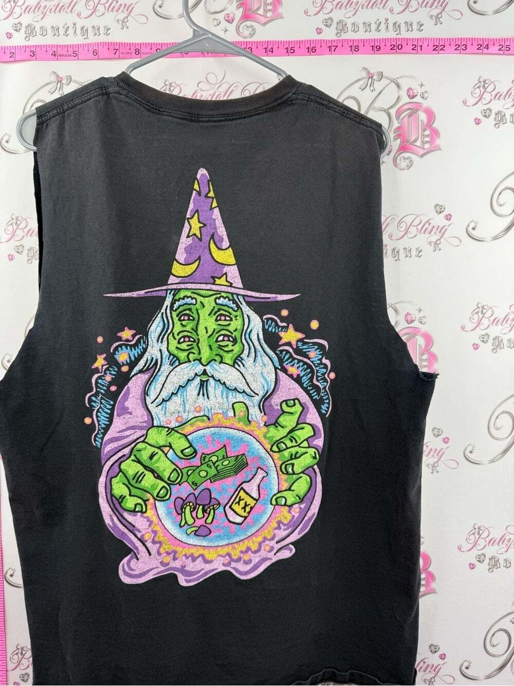 ALAB tank top cut off sleeves Black Graphic Muscle Tee with Colorful Patch - Picture 4 of 12
